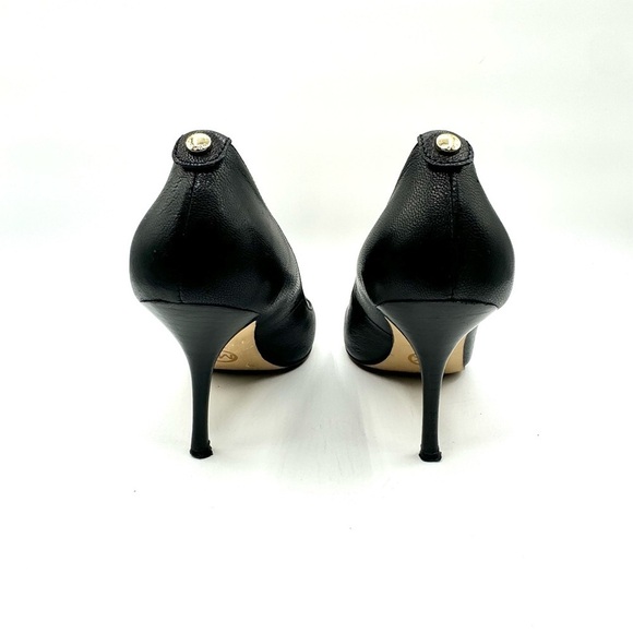 MICHEAL KORS BLACK LEATHER HEELS WOMAN SIZE 7 - Picture 6 of 13